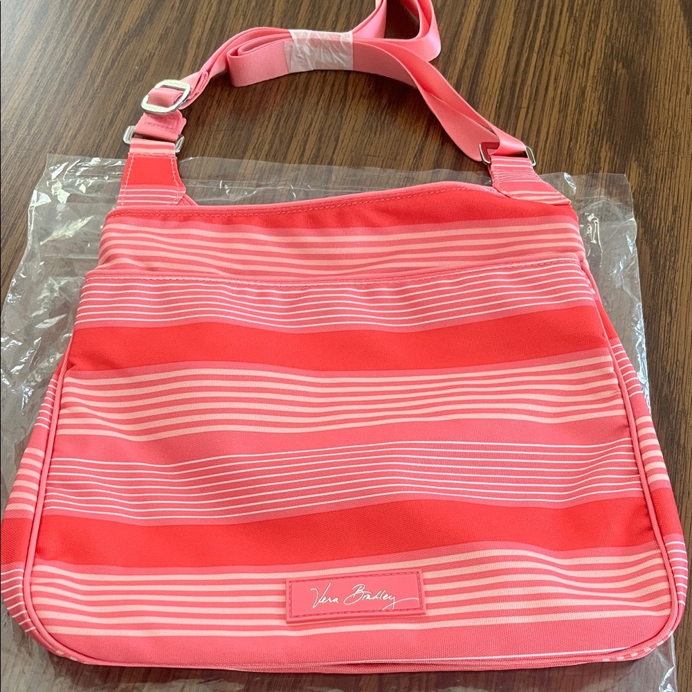 Vera Bradley Pink and Coral Striped Shoulder Bag